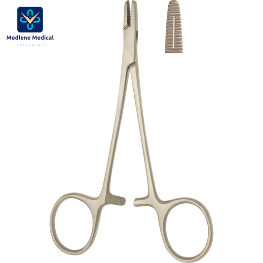 MEDLENE DERF NEEDLE HOLDER TRANSVERSE SERRATED, WITH GROOVE