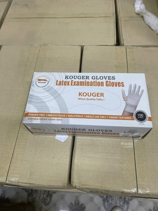 Kouger Latex Examination Gloves – Powder Free (100 Gloves/Box/10 BOX/CTN